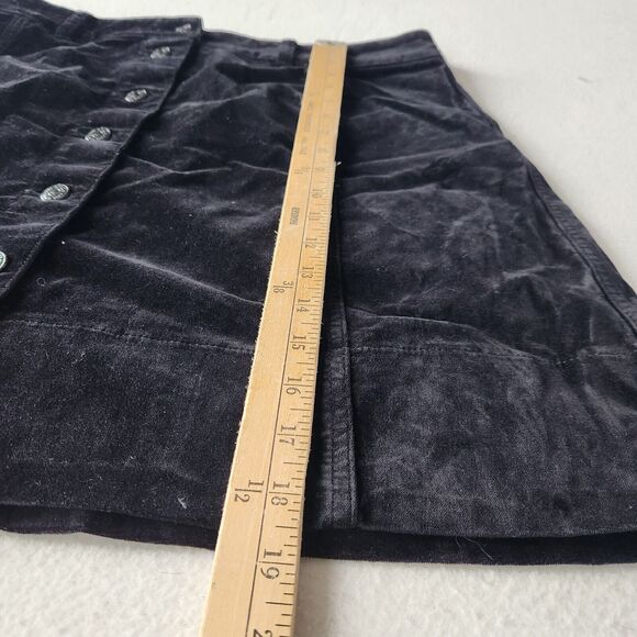 Kate Spade Broome Street Mini Skirt Black Velvet A-Line Button Front Size 16 - Picture 4 of 8